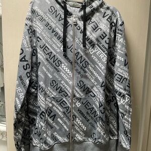Versace Gray Logo Print Hoodie XL NWT